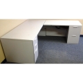 Steelcase Grey L Suite Desk, 2 Peds, Durable